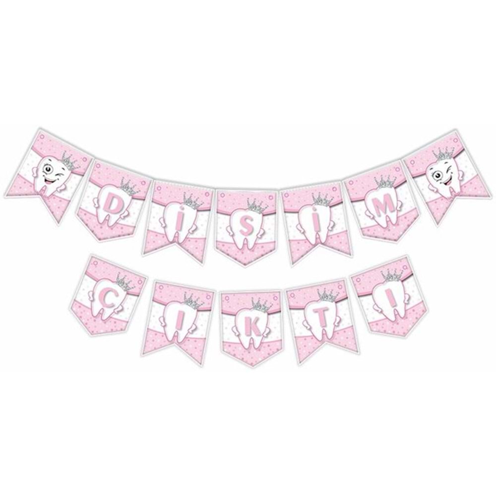 Dişim Çıktı Zikzak Banner Pembe