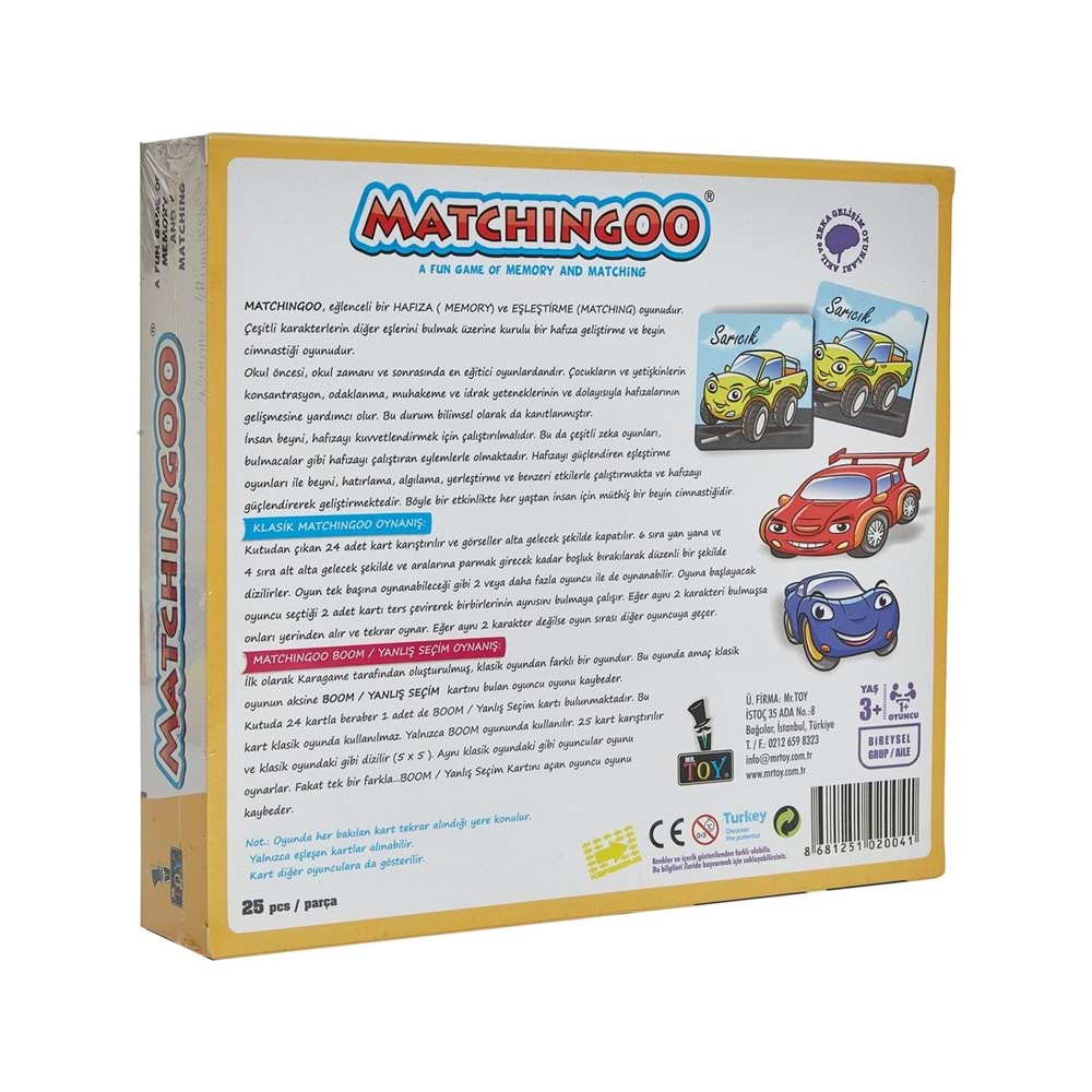 Matchingoo Memory Game Hafıza Oyunu Süper Arabalar