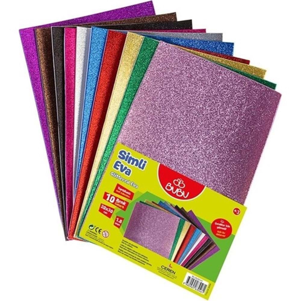 BU-BU EVA SİMLİ YAPIŞKANLI 20x30 1,8 MM. 10 RENK