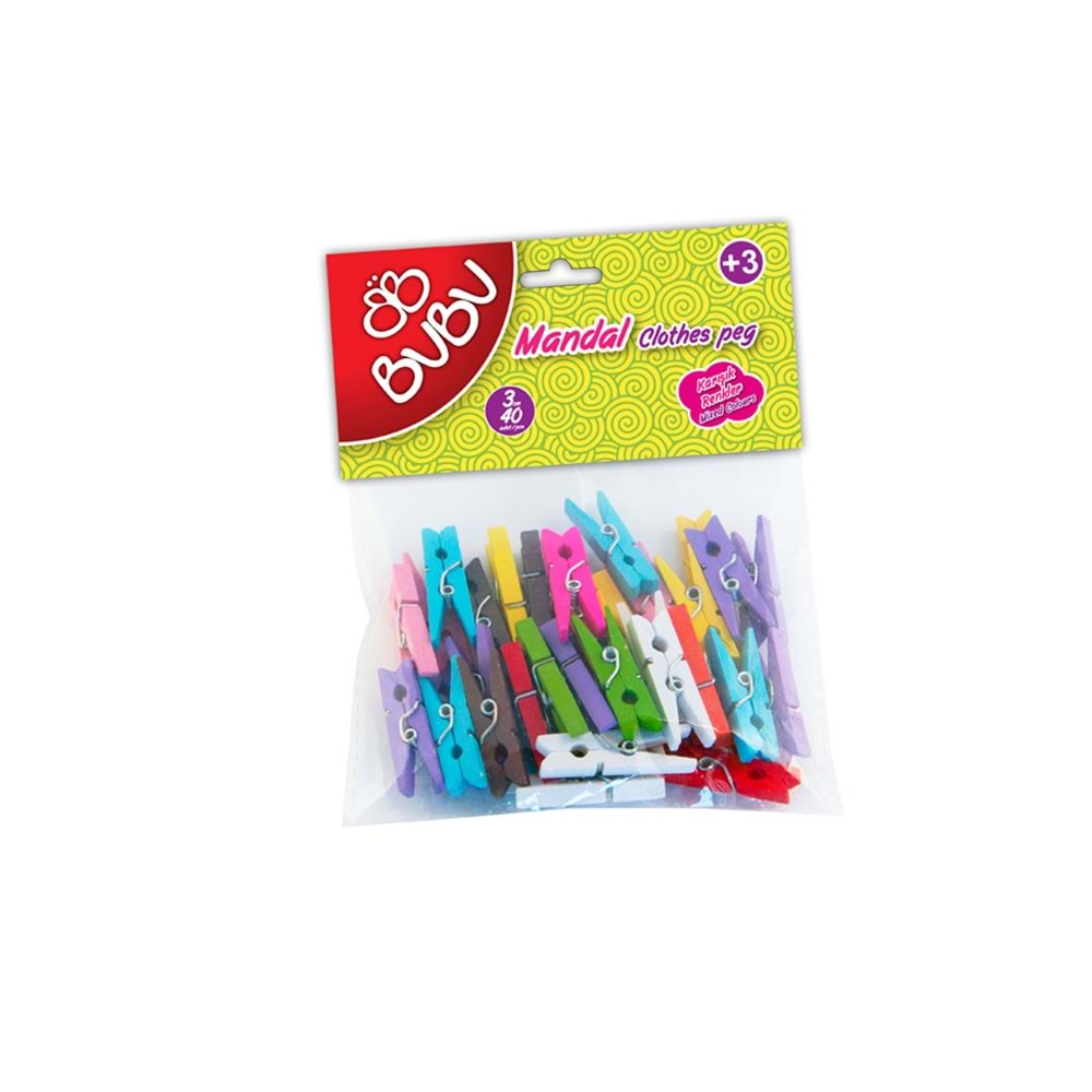 BU-BU MANDAL 3CM 40'LI RENKLİ