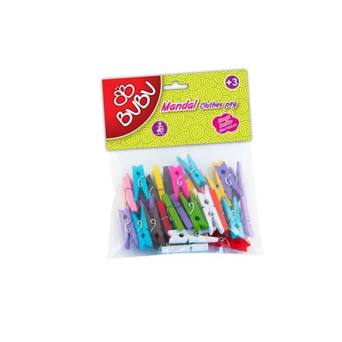 BU-BU MANDAL 3CM 40'LI RENKLİ