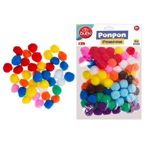 BU-BU PONPON 2 CM 50Lİ KARMA