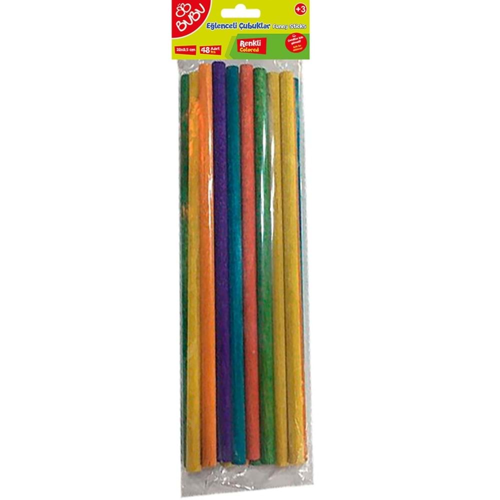 BU-BU EĞLENCELİ ÇUBUKLAR RENKLİ 20x0,5CM 24'LÜ