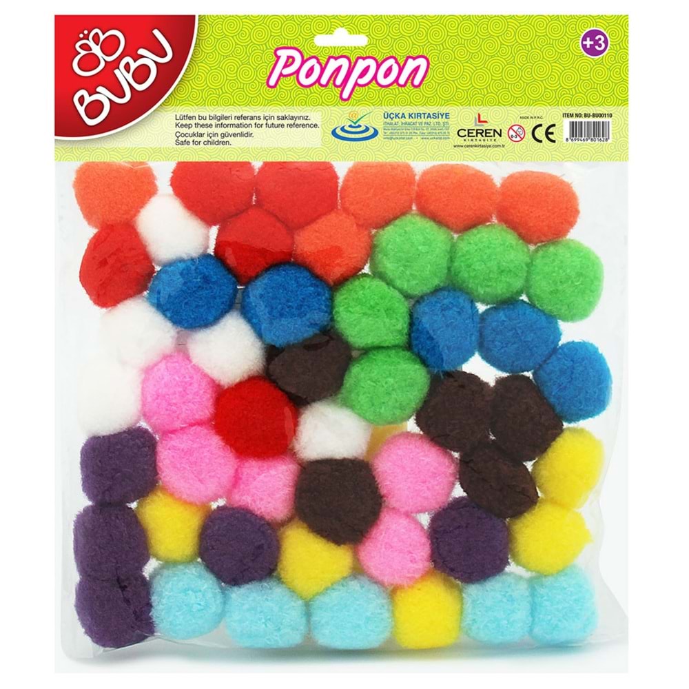 BU-BU PONPON 3 CM 50 Lİ KARMA
